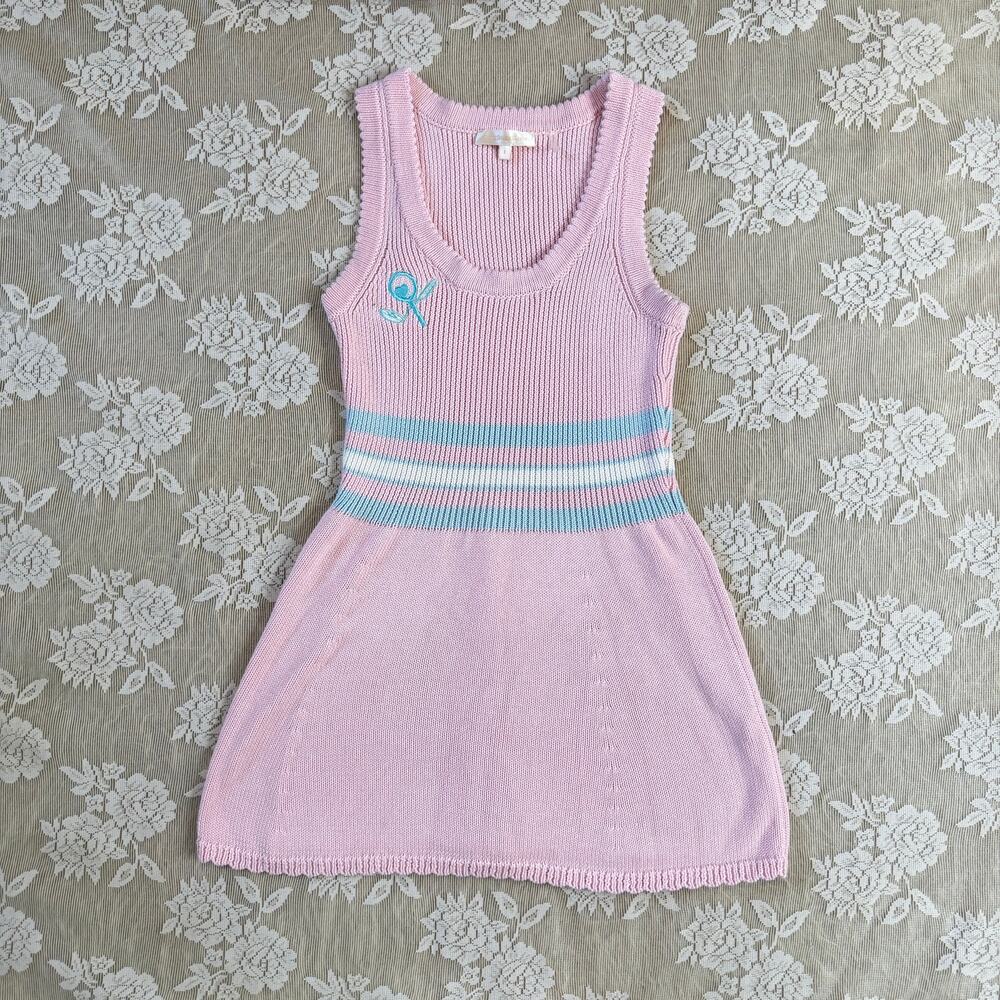 LoveShackFancy Pink Knit Mini Dress Size S